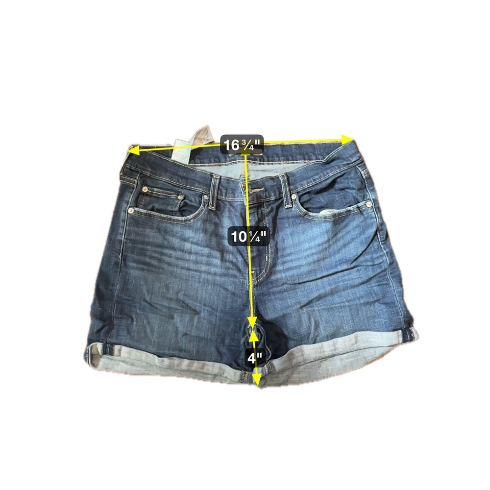 Levi's Dark Blue Jean Mid Length Shorts - Size 32 - Picture 5 of 6